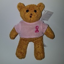 VTG Avon Breast Cancer Crusade Teddy Bear Bean Bag Plush Toy 6&quot; Pink Shirt 2001 - £7.75 GBP