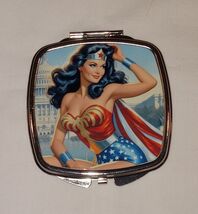 Handmade Wonder Woman Stainless Steel Compact Pocket Mirror - $10.00