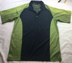 Nike Dri Fit UV Black Green Short Sleeve Polo XL Color Block Golf mens - $19.79