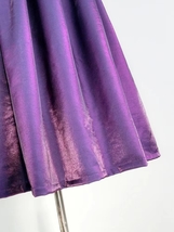 Purple A-line Satin Midi Skirt with Pockets Women Plus Size Pleated Midi Skirt image 3