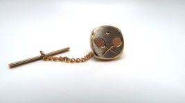 Vintage Gold Silver Tennis Tie Tack Pin BB13 - $11.88