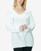 MSRP $44 Ultra Flirt Juniors&#39; Lace up Back Tunic Sweater White Size XL - £7.41 GBP
