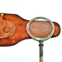 Solid brass magnifying glass with leather case - £44.06 GBP