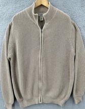 Vintage L.L. Bean Tan Tight Knit High Neck Full Zip Sweater Adult Size L... - $18.81