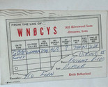 Vintage CB Ham radio Card WN0CYS Ottumwa Iowa 1962 - £3.89 GBP