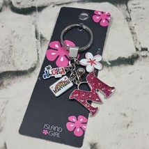 Island Girl Keychain M Monogrammed Hawaii Alhol Charm Key Ring New On Card - $9.89