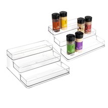 Clear Spice Rack - 2 Pack Three-Tiered Shelf, Countertop, And Cabinet St... - £31.41 GBP