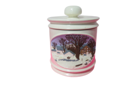 Vintage Hand Painted Hershey Mold Ceramic Canister Concave Landscape 11&quot;... - £18.20 GBP