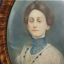 Antique Oval Long Tiger Stripe Picture Frame Painted Victorian Woman Portrait - £298.19 GBP