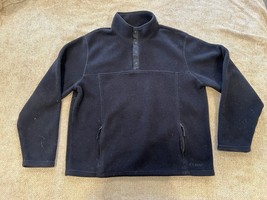 LL Bean Men’s Fleece Size Large Snap Button Pullover Black Long Sleeve Vintage - £23.29 GBP
