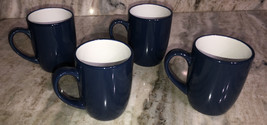 Set Of 4 ROYAL NORFOLK BLUE/WHITE STONEWARE 12 OZ COFFEE MUGS CUPS-NEW-S... - £32.89 GBP