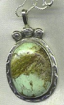 Large Signed Sterling Silver and Verasite Pendant with Box Chain - $140.00