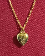 Gold Etched Heart Pendant Necklace for 18&quot; Dolls &amp; French German Antique... - £8.54 GBP