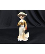 Vintage Made in Taiwan Woman With Hat Figurine 5.5&quot; Tall - £12.01 GBP