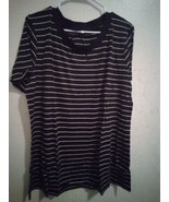 Womans Unbranded Black W/White Stripes Shirt  Sz 2XL 9008ARE - £22.94 GBP