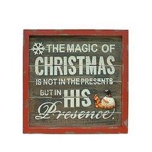 Christmas The magic of Christmas Square Wooden Sign Wall Decor, 12x12 Inch - £14.74 GBP