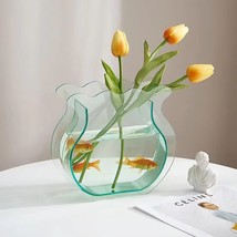 Popubabi Green Clear Acrylic Flower Vase Small Fish Tank For Aesthetic Table - £28.67 GBP