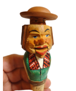 ANRI Mechanical Head Man Bottle Stopper Wood Hand Carved Puppet Barware ... - £62.02 GBP