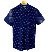 LEE Stretch Woven Shirt Mens size Medium Button Front Short Sleeve Navy Blue - £19.10 GBP