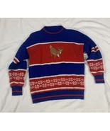 Acrylic Ugly Sweater Red White Blue Snowflakes DEER on front and back Me... - $336.68 MXN