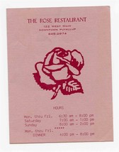 The Rose Restaurant Souvenir  Menu West Main Puyallup Washington  - £14.00 GBP