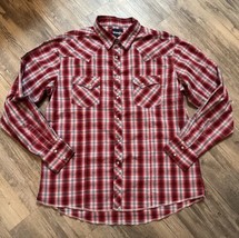 Wrangler Men’s Shirt Long Sleeve Snap Plaid Red MVG284R Pearl Snap 2X - $19.24