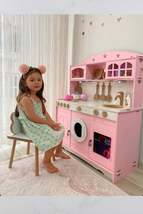 Painted Wooden Toy Kitchen Service Set And 1 Led Lighting Gift - £171.86 GBP