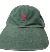 Ralph Lauren Polo Hat Green Maroon Leather Strap One Size Vtg - £22.85 GBP