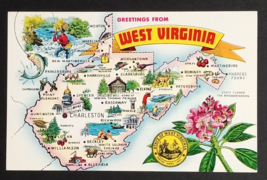 Greetings from West Virginia Large Letter State Map Tichnor UNP Postcard c1960s - £4.73 GBP