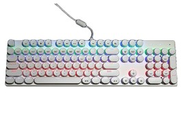 Abko Hacker K840 English Korean Blue Switch Wired Gaming Retro Keyboard (White) image 2
