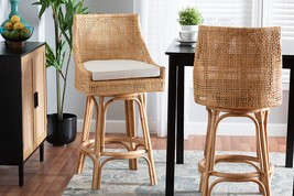 Saverio Natural Brown Rattan Bar Stool - $6,856.28 MXN