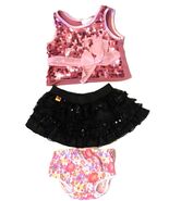 Build A Bear BAB Pink Sparkling Tank Top, Black Ruffled Sparkle Skirt, U... - €8,56 EUR