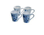 Corn Flowers Hand Painted Ceramic Set Of 4 Coffee Mugs - Oversized 16 oz - £39.47 GBP