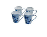 Corn Flowers Hand Painted Ceramic Set Of 4 Coffee Mugs - Oversized 16 oz - $49.38