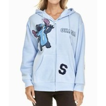 Disney Stitch Ohana Women’s Blue Full Zip Sweatshirt Hoodie~Chenille Patches M - $49.01