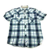 Roebuck And Co Rodeo Pearl Snap Plaid Rockabilly Mens Size M Blue Green ... - £18.91 GBP