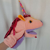 Manhattan Toy Pink Purple Velour Stuffed Plush Unicorn Hand puppet 2009 - £31.31 GBP
