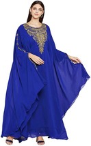 Stylish Kaftan Blue Maxi  Long Gown farasha Abaya Dress Moroccan Dubai Fancy - £52.19 GBP