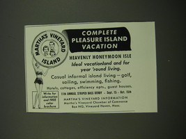 1956 Martha&#39;s Vineyard Island Ad - Complete pleasure island vacation - £14.44 GBP