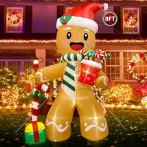 OurWarm Christmas Inflatables Outdoor Decorations Gingerbread Man, 8FT Inflatabl - £76.96 GBP+
