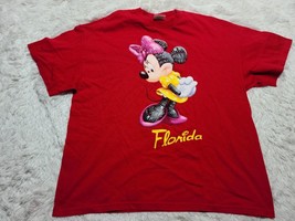 AOP All-Over Spellout Minnie Mouse Florida XL Shirt Disney Red Minor Dis... - $8.56