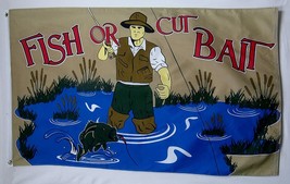 Fish Or Cut Bait Fishing 3x5 Polyester Flag Fisherman - £10.92 GBP