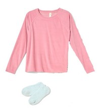 HUE Womens Pajama Top With Socks, 2-Pieces Size Large Color Pink - £26.16 GBP