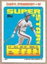 1990 Topps Stickers Super Star Backs #20 Darryl Strawberry New York Mets - $2.99