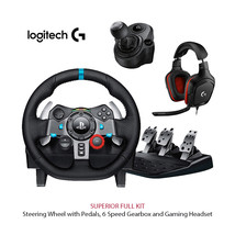 Full Kit Logitech G29 Steering Wheel, Pedals, Gearbox, Headset, Microphone  - £597.51 GBP