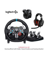 Full Kit Logitech G29 Steering Wheel, Pedals, Gearbox, Headset, Microphone  - £601.56 GBP