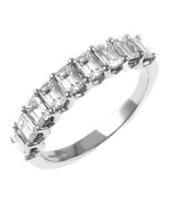 Platinum Emerald cut Diamond 9 Stone Half Eternity Ring Claw Set 4.50 ct... - $13,028.48