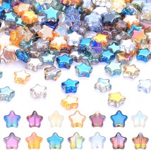 200Pcs Star Beads Glass Crystal Star Beads 8Mm Star Glass Spacer Beads Colorful  - $13.99