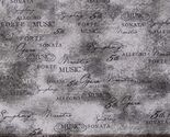 Cotton All That Jazz Musical Terms Music Words Grey Cotton Fabric Print ... - $11.95