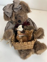 Vintage Rags A Muffin Family Of Babies In A Basket 1990s Artist Teddy Be... - $69.29